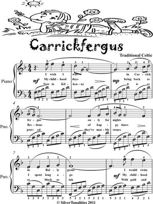 cover image of Carrickfergus Elementary Piano Sheet Music Tadpole Edition
